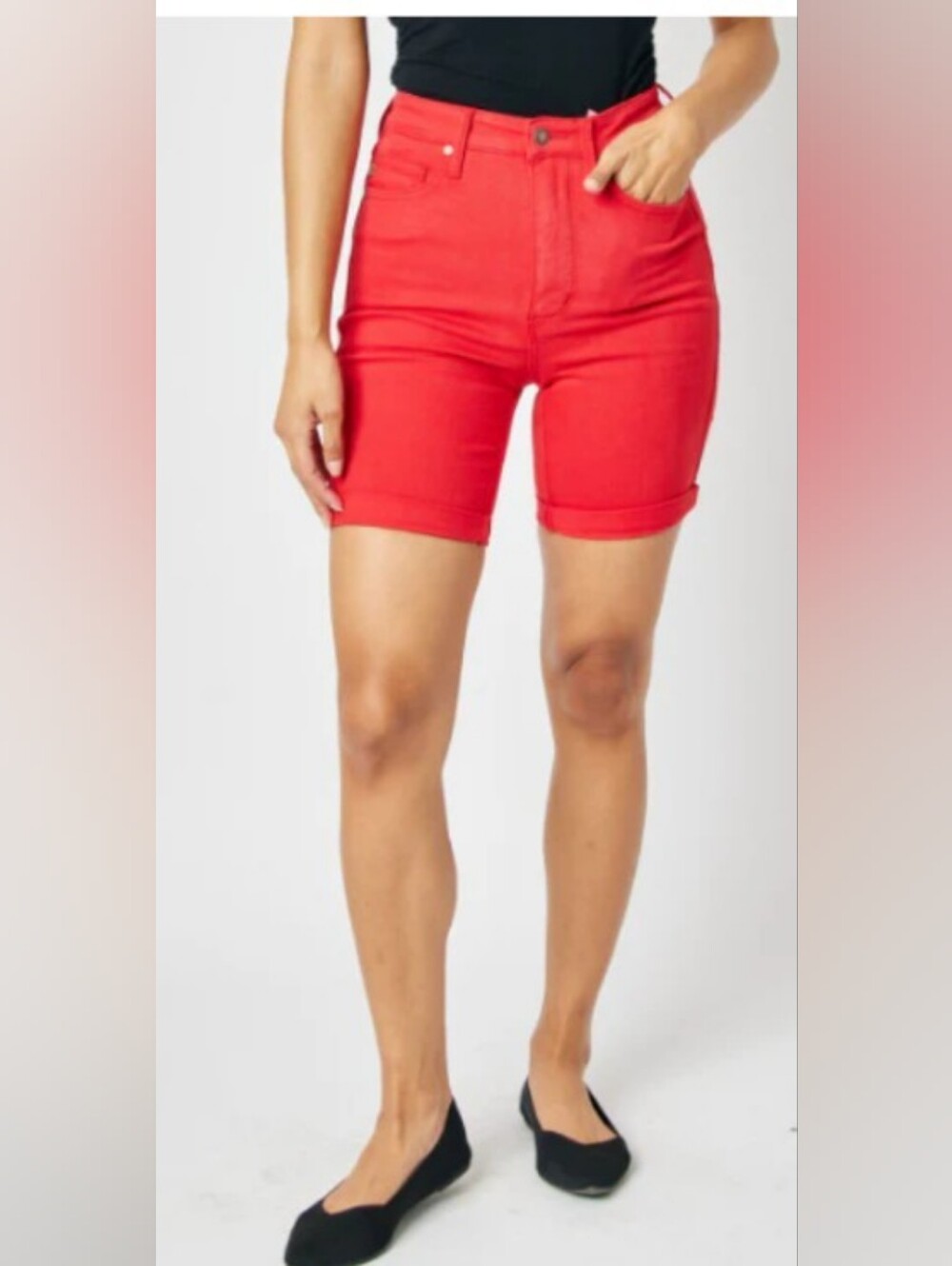 NWT Red Judy Blue Tummy Control Bermuda Shorts, adjustable length XL RARE FIND!